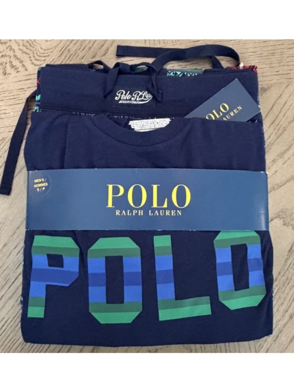 Polo Ralph Lauren Mens Small Pajama Set 2-Piece Navy Blue Fair Isle Snowflake